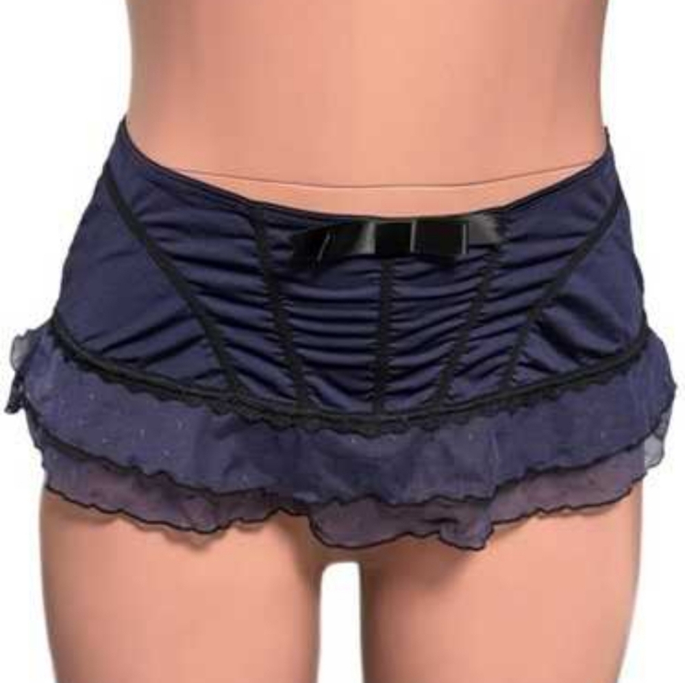 Apt. 9 Intimates Navy Blue Ruffled Mini Skirt with Bow